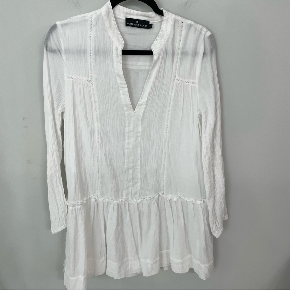 Tuckernuck Pomander Place White Ophelia Coverup Dress Sz Medium Resort Beach 21 - Picture 3 of 15